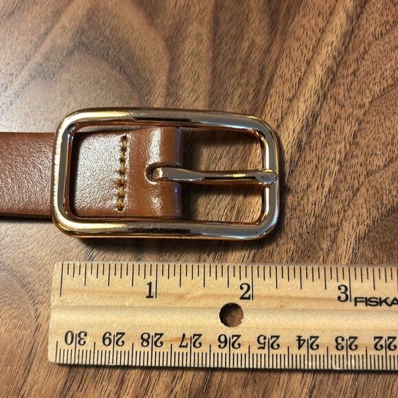 Banana Republic Tan Leather Belt with Gold Rectangle Buckle - M - Picture 8 of 8